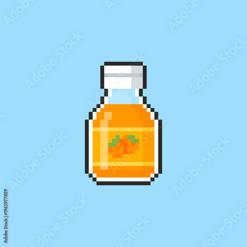 Pixel art Orange Juice Bottle game asset design