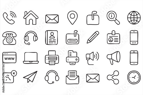 Web communication and mobile app icons collection in minimal outline style