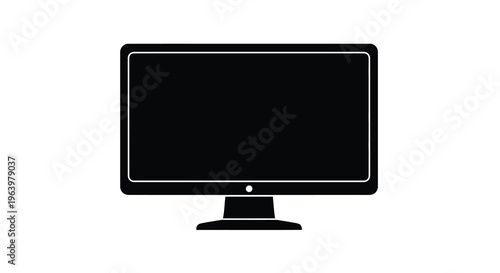 A minimalist black silhouette of a modern flat screen television showcasing a blank dark display high quality professional detailed elegant stylish
