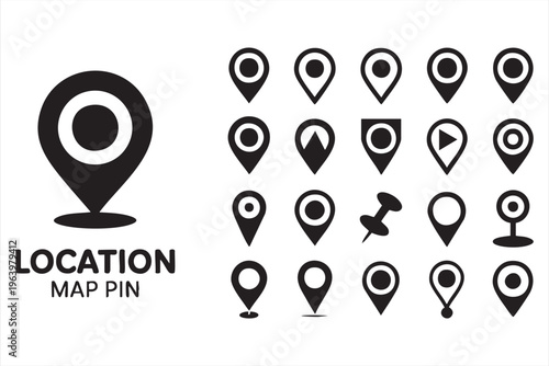 GPS and location pin icons for mobile navigation and mapping interfaces