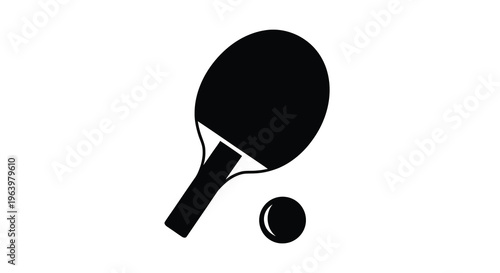 A minimalistic black and white depiction of a table tennis paddle and ball showcasing the sport s essential equipment high quality