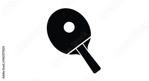 A minimalist black and white illustration depicts a ping pong paddle and ball showcasing the sport s equipment high quality professional