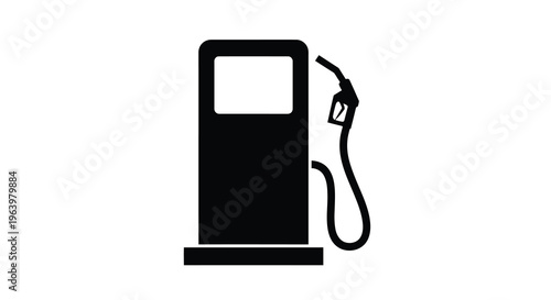 A minimalist black silhouette depicts a gas pump with a nozzle commonly found at fueling stations high quality professional detailed modern