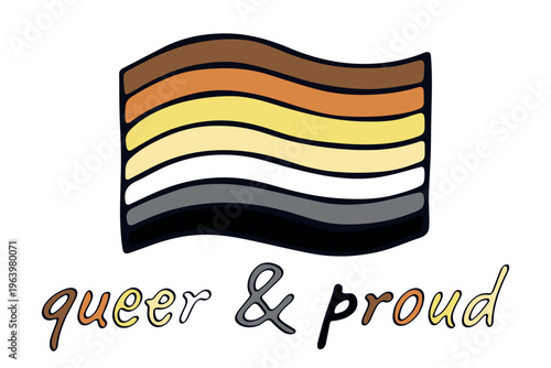 Colorful Bear brotherhood pride flag Happy pride day LGBTQ community Pride Month Vector hand drawn doodle for posters, stickers, logo, cards
