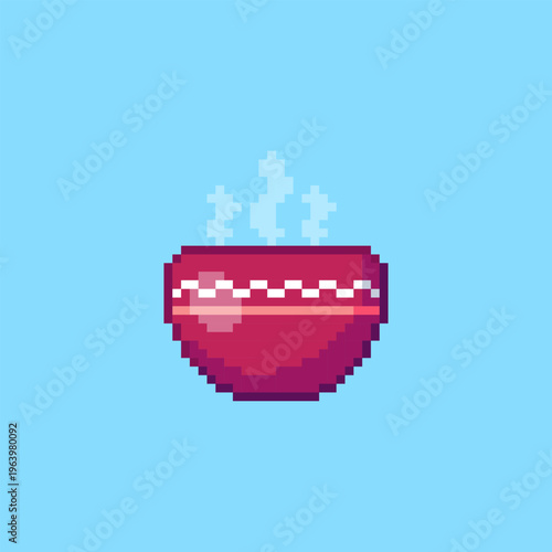 Pixel art Hot Soup Bowl game asset design