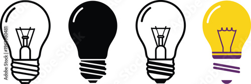 Light bulb ideas concept with different states