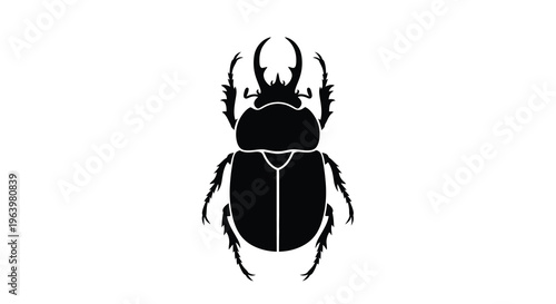 A striking black silhouette depicts a stag beetle showcasing its large mandibles and robust segmented body high quality professional detailed modern