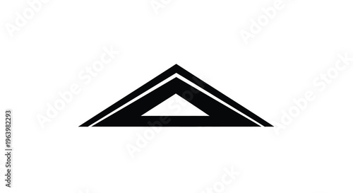 A stark minimalist image featuring a black triangle outlined with a thinner white stroke on a white background high quality professional