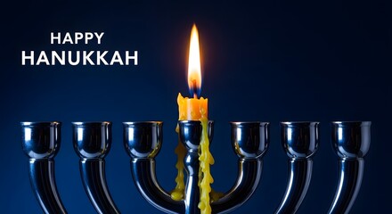 A hanukkah menorah with a single lit candle