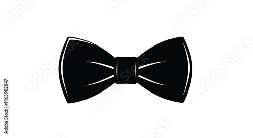 A stark black bow tie is displayed against a plain white background showcasing a classic formal accessory high quality professional detailed