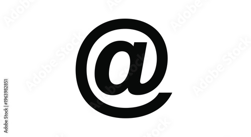 A stark black and white image displays the symbol a common character used in email addresses and social media high quality