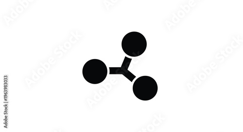A minimalistic graphic depicts a black y shaped structure with three circular components on a white background high quality professional detailed