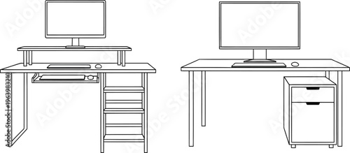 Computer workstation with monitor and storage furniture