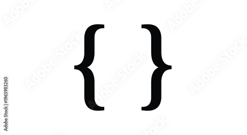 A stark minimalist image showcases two black curly brackets positioned closely together on a white background high quality professional detailed modern