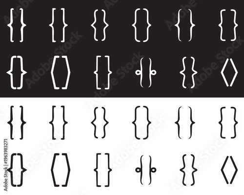 Embracing Brackets and Braces: A structured composition of bracket and brace symbols, elegantly arranged to showcase design possibilities and coding aesthetics. 