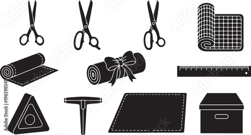 Collection of camera aperture icons with various shapes and blade configurations, symbolizing photography and optical elements.