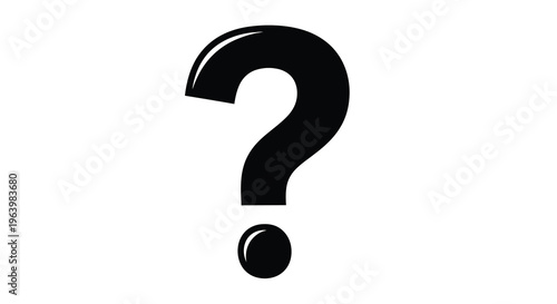 A simple isolated black question mark symbol is prominently displayed against a clean solid white background high quality professional detailed modern