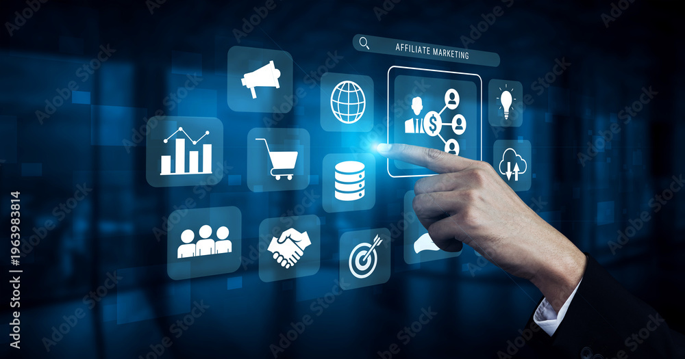 Fototapeta premium Affiliate marketing drives business growth through partnership strategy, customer engagement, and global collaboration Parse