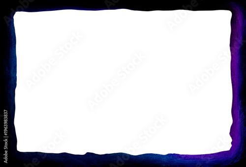 Hand-painted dark blue and purple watercolor frame with a distressed, grungy texture on a white background, isolated artistic border for creative designs and invitation templates.