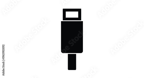 A minimalist black silhouette depicts a standard hdmi connector commonly used for audio and video transmission high quality professional detailed modern