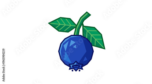 Blueberry Fruit With Green Leaves Attached.