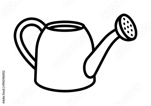 Simple black line art of a watering can. A minimalist vector icon for gardening, agriculture, and eco concepts. Perfect for logos, websites, or app design.