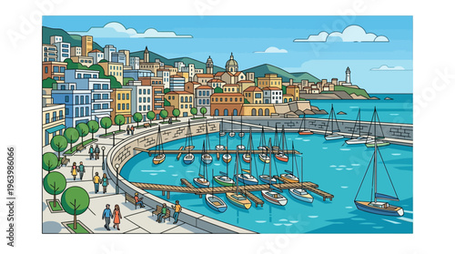 Boats docked at a marina harbor.