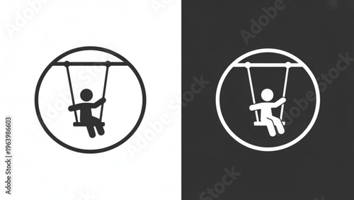 Cartoon character performing a balancing act on a tightrope Vector