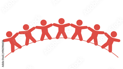 Group of diverse figures united in a circular formation with hands joined Vector