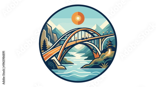 Bridge Arch Over Waterway Structure.