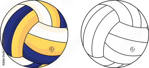 Volleyball vector illustration, colorful and raw line art.suitable for coloring books or educational materials.