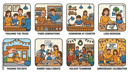 Family Run Small Business Concepts and Entrepreneurship Succession Illustration