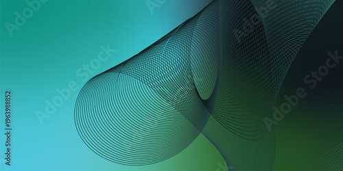 Bright azure, green and black glowing ribbons sweeping upward from a deep shadowed base across a subtle grainy textured backdrop with soft luminous highlights, modern abstract banner design.