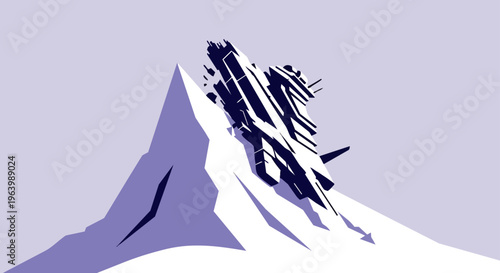 ufo crash spaceship wreck on a snowy mountain an abstract futuristic craft illustrating alien technology and sci-fi discovery.