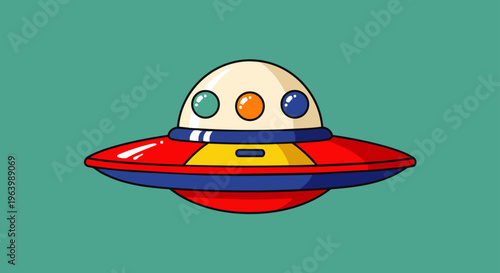 a cute and colorful cartoon ufo spaceship illustration perfect for childrens educational content or sci-fi themes