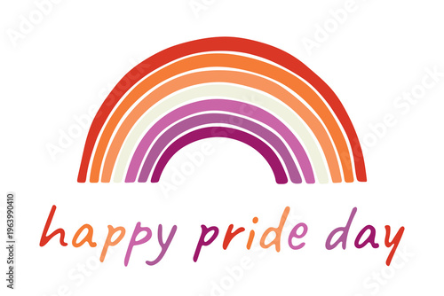 Colorful rainbow shape Lesbian pride flag Happy pride day LGBTQIA community Pride Month Vector hand drawn doodle for posters, stickers, logo, cards