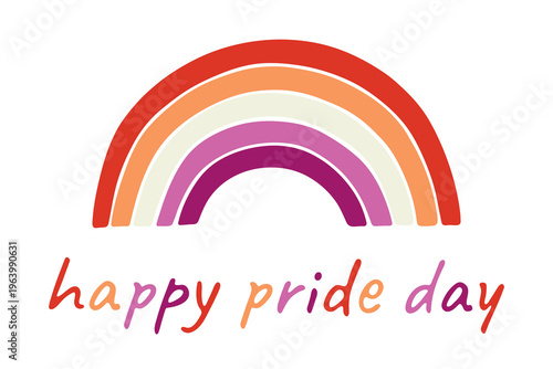 Colorful rainbow shape Lesbian pride flag Happy pride day LGBTQIA community Pride Month Vector hand drawn doodle for posters, stickers, logo, cards