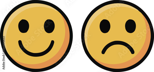 Happy and Sad Emoji Vector Icons  Positive and Negative ExpressionHappy and Sad Emoji Vector IconsPositive and Negative Expression