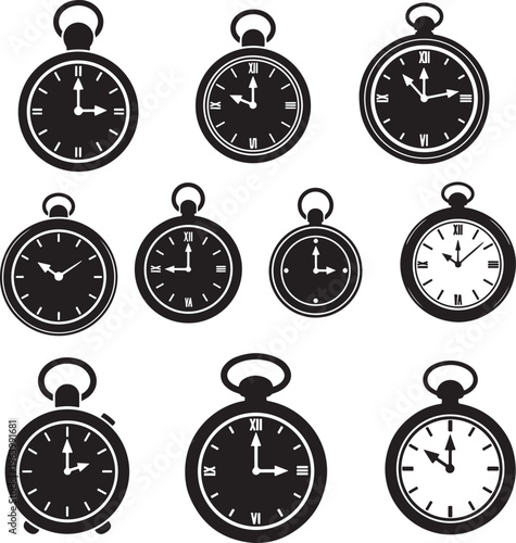 Collection of Vintage Pocket Watches and Alarm Clocks