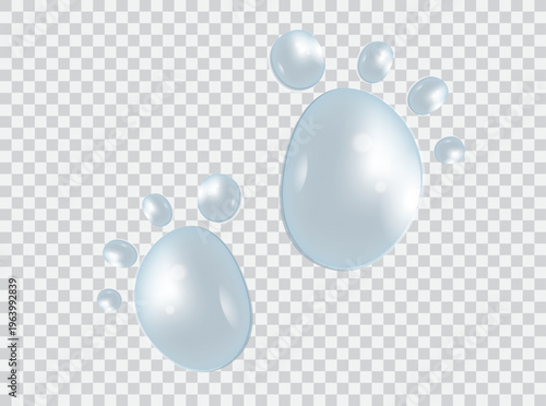 footprint waterdrops on transparency background