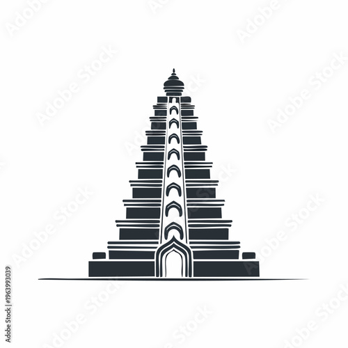 Traditional Indian Temple Architecture Silhouette.