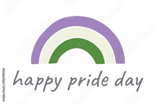 Colorful rainbow shape Genderqueer pride flag Happy pride day LGBTQIA community Pride Month Vector hand drawn doodle for posters, stickers, logo, cards