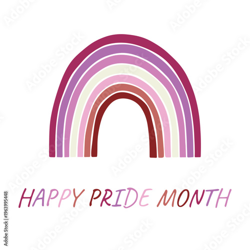 Colorful rainbow shape Lesbian pride flag Happy pride day LGBTQIA community Pride Month Vector hand drawn doodle for posters, stickers, logo, cards