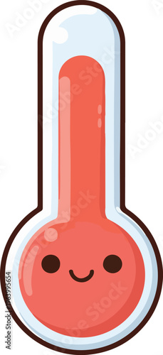 Cute thermometer weather icon temperature flat vector illustration