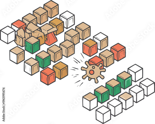 Herd Immunity Concept Vector  Wooden Cubes Representing People Against VirusHerd Immunity Concept Vector  Wooden Cubes Representing People Against Virus