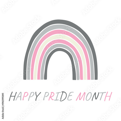 Colorful rainbow shape Demigirl pride flag Happy pride day LGBTQIA community Pride Month Vector hand drawn doodle for posters, stickers, logo, cards