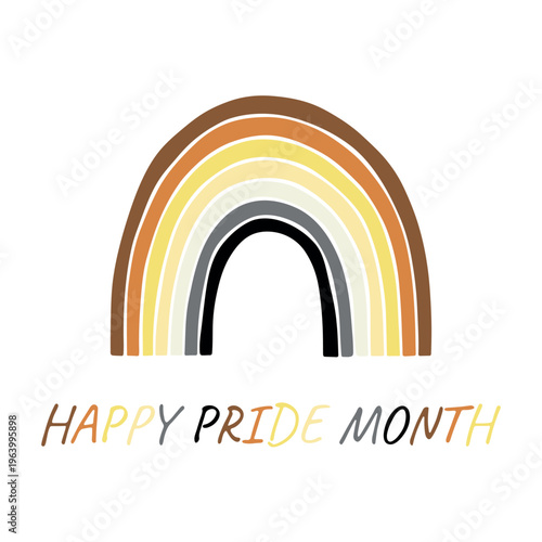 Colorful rainbow shape Bear brotherhood pride flag Happy pride day LGBTQIA community Pride Month Vector hand drawn doodle for posters, stickers, logo, cards