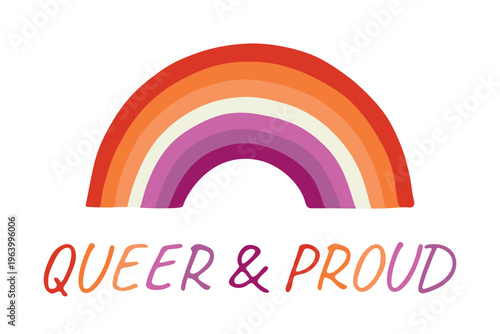 Colorful rainbow shape Lesbian pride flag Happy pride day LGBTQIA community Pride Month Vector hand drawn doodle for posters, stickers, logo, cards