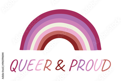 Colorful rainbow shape Lesbian pride flag Happy pride day LGBTQIA community Pride Month Vector hand drawn doodle for posters, stickers, logo, cards