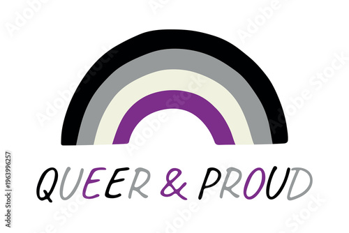 Colorful rainbow shape Asexual pride flag Happy pride day LGBTQIA community Pride Month Vector hand drawn doodle for posters, stickers, logo, cards